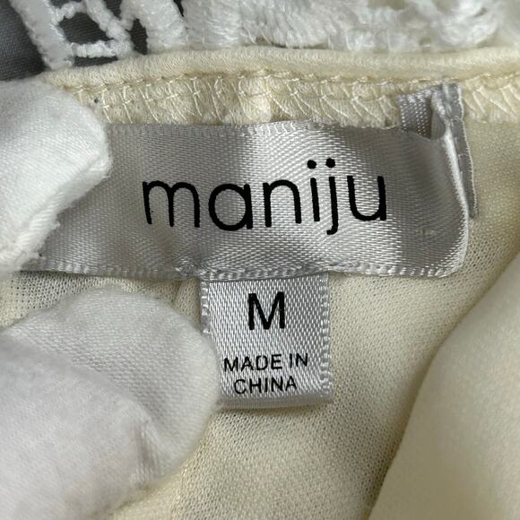 Maniju Dress Women Med Ivory Crochet Knee Length Floral Formal Event Wedding - Picture 7 of 9